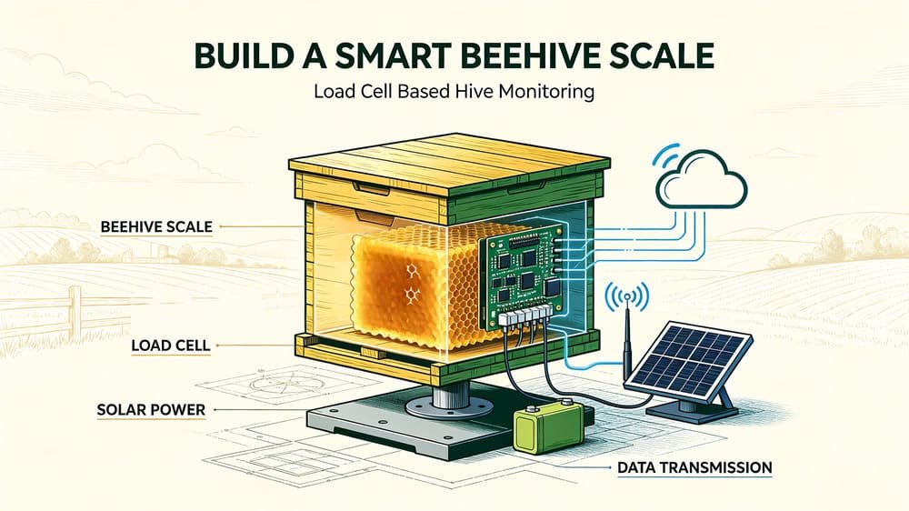 Smart beehive scale with load cell for remote weight monitoring