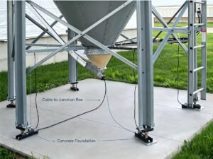 Load cell weighing module for silo weighing system