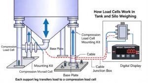 Load cell weighing module install on tank